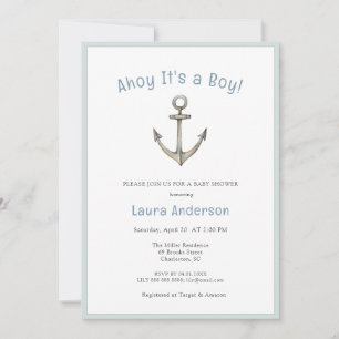 Aquarel Anker Zeevaart Baby jongen Baby shower Kaart