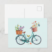 Aquarel Antieke Fiets met Bloemenmanden Briefkaart (Voorkant / Achterkant)