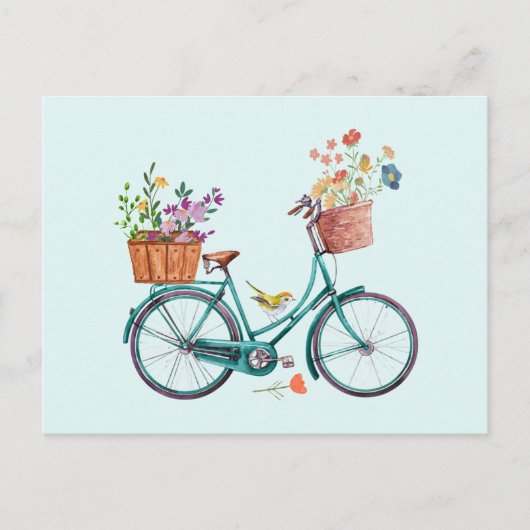 Aquarel Antieke Fiets met Bloemenmanden Briefkaart (Voorkant)