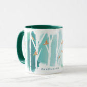 Aquarel Aqua Wash Berkenbomen & Gouden Duiven Mok (Voorkant links)