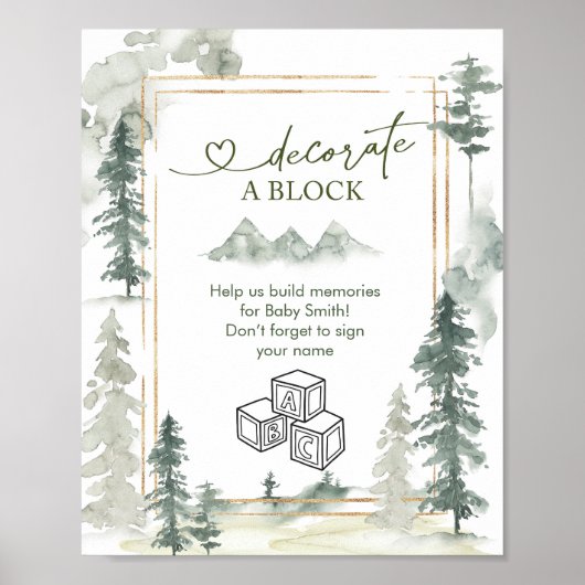 Aquarel Avontuur Bos Versier Blok Bord Poster (Voorkant)