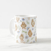 Aquarel Baby Chicks Bloempatroon Koffiemok (Voorkant links)