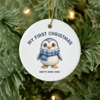 Aquarel Baby Eerste Kerst Foto Keramisch Ornament