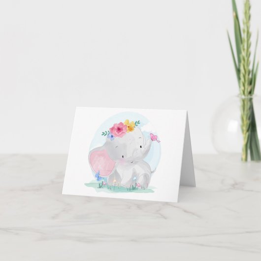 Aquarel Baby Olifant Bedankt (Voorkant)