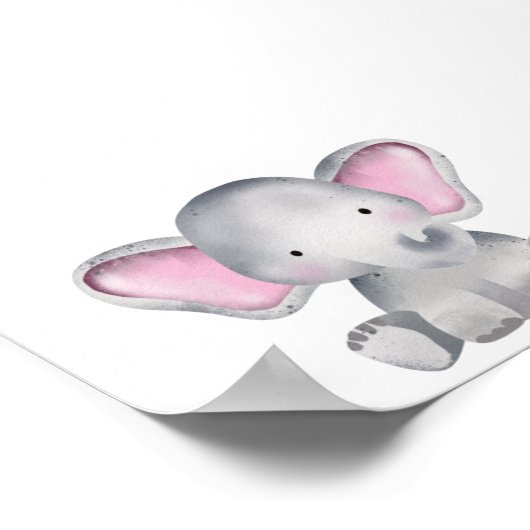 Aquarel baby olifant zittend poster (Hoek)