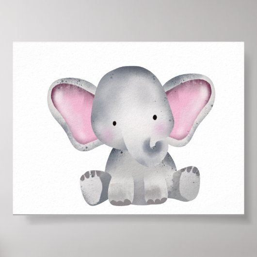 Aquarel baby olifant zittend poster (Voorkant)