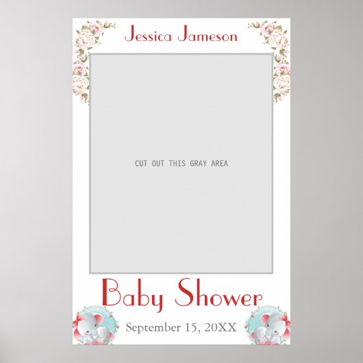 Aquarel Baby Shower Foto Prop Poster (Voorkant)