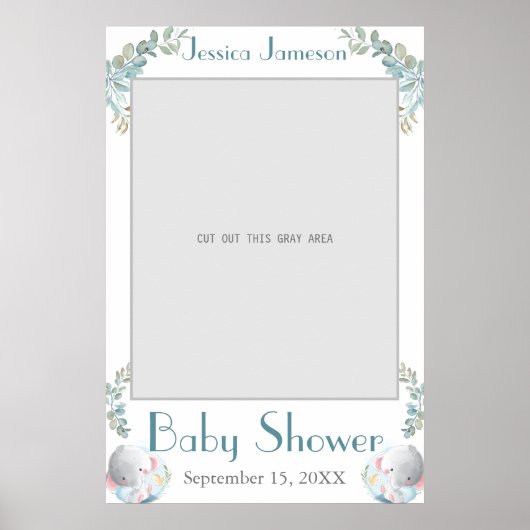 Aquarel Baby Shower Foto Prop Poster (Voorkant)
