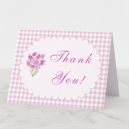 Aquarel Baby Shower Roze Bloemen Bedankbrief Bedankkaart