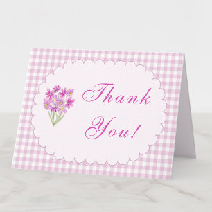 Aquarel Baby Shower Roze Bloemen Bedankbrief Bedankkaart