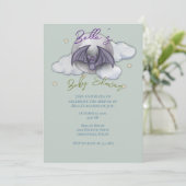 Aquarel Baby Vleermuis Baby Shower Uitnodiging (Staand voorkant)