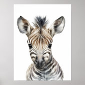Aquarel Baby Zebra Kinderkamer Slaapkamer voor kin Poster (Voorkant)