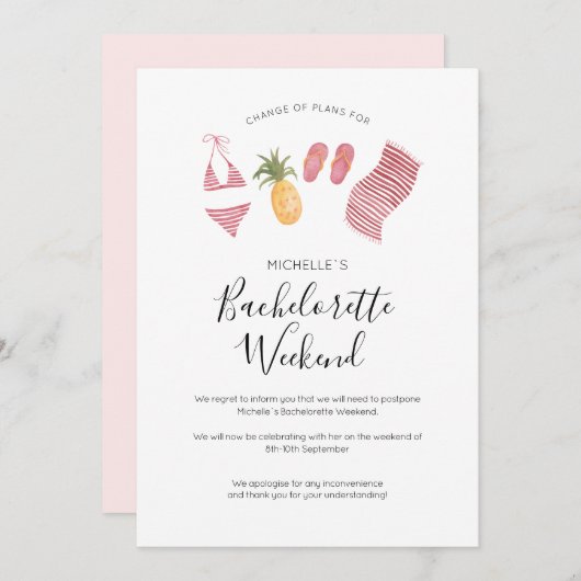 Aquarel Bachelorette Weekend Wijziging van Plannen Kaart (Voorkant / Achterkant)