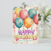 aquarel ballonnen  Verjaardagskaart (Staand voorkant)