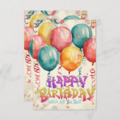 aquarel ballonnen  Verjaardagskaart (Voorkant / Achterkant)