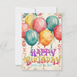 aquarel ballonnen Verjaardagskaart