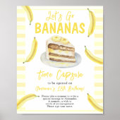 Aquarel Banaan Cake Tijdscapsule 1e verjaardag Poster (Voorkant)
