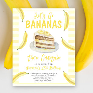 Aquarel Banaan Cake Tijdscapsule 1e verjaardag Poster