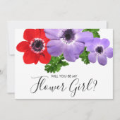 Aquarel Be My Flower Girl Bruidsmeisje Kaart (Voorkant)