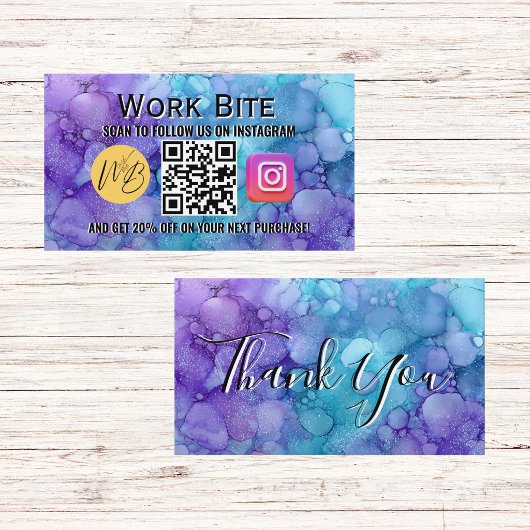 Aquarel Bedankje Zakelijk Instagram QR Code Kortingskaartje