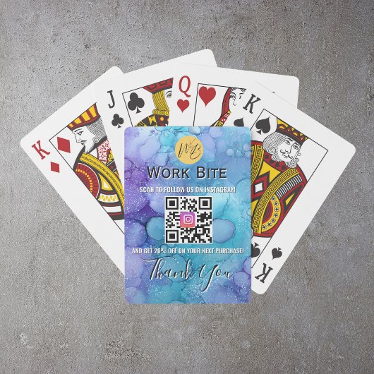 Aquarel Bedankje Zakelijk Instagram QR Code Pokerkaarten