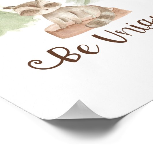 Aquarel Beer Bosvriendjes Uniek Kinderkamerontwerp Poster (Hoek)