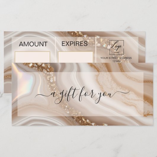 Aquarel beige Goud Certificaat (Voorkant / Achterkant)