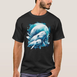 Aquarel Belugamoeder en -baby Witte Walvis T-shirt