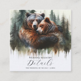 Aquarel Beren Rustieke Wildernis Details Vierkante Visitekaartje