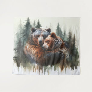 Aquarel Beren Rustieke Wildernis Foto Achtergrond Wandkleed