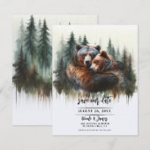Aquarel Beren Rustieke Wildernis Save the Date Kaart (Voorkant / Achterkant)