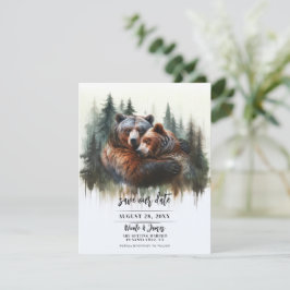 Aquarel Beren Rustieke Wildernis Save the Date Kaart