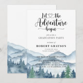 Aquarel Berg Bos Afstudeerfeest Kaart (Voorkant / Achterkant)