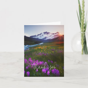 Aquarel berg en bloemen aanpasbaar kaart