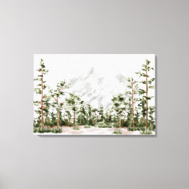 Aquarel Berg en Bos Canvas Afdruk