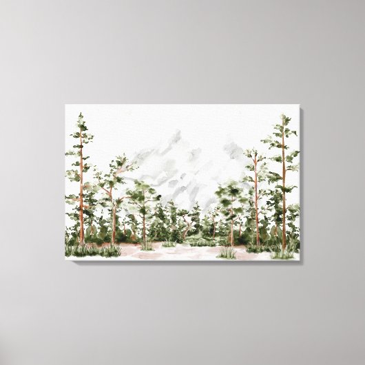 Aquarel Berg en Bos Canvas Afdruk (Voorkant)