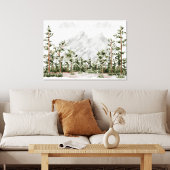 Aquarel Berg en Bos Canvas Afdruk
