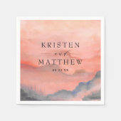 Aquarel Berg Landelijke Zonsondergang Trouwen Servet (Voorkant)
