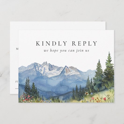 Aquarel Berg Lied Verzoek RSVP Ansichtkaart Uitnodiging Briefkaart (Voorkant / Achterkant)