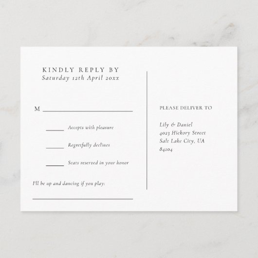 Aquarel Berg Lied Verzoek RSVP Ansichtkaart Uitnodiging Briefkaart (Achterkant)