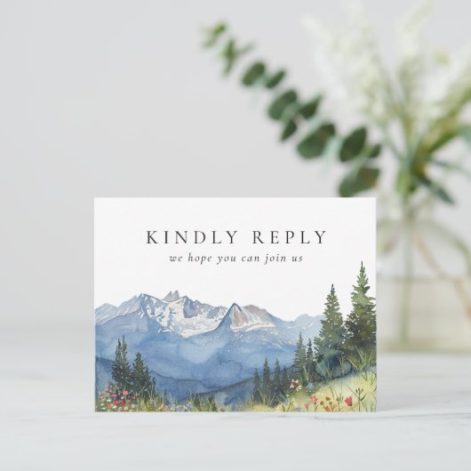 Aquarel Berg Lied Verzoek RSVP Ansichtkaart Uitnodiging Briefkaart (Staand voorkant)