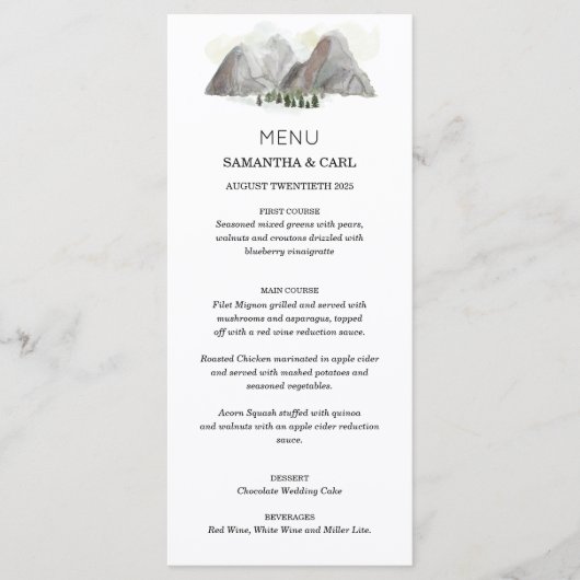 Aquarel berg menu (Voorkant)