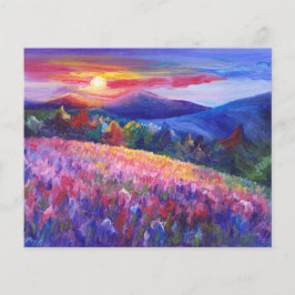 Aquarel berg wilde bloemen achtergrond