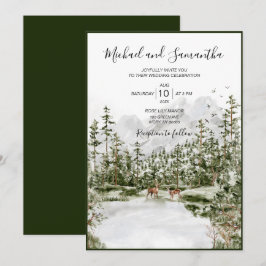Aquarel Bergbos Landelijke Bruiloft Kaart