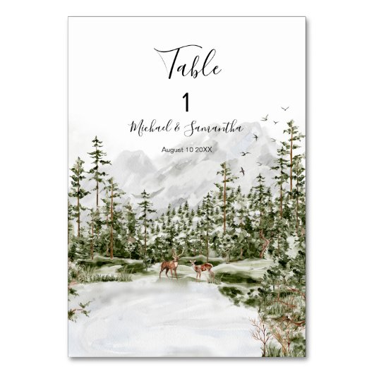 Aquarel Bergbos Landelijke Bruiloft Kaart (Voorkant)