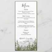 Aquarel Bergbos Landelijke Bruiloft Menu (Voorkant)