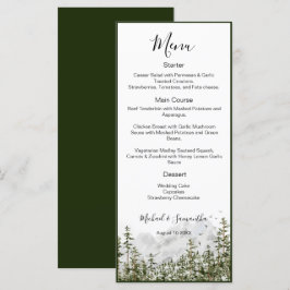 Aquarel Bergbos Landelijke Bruiloft Menu