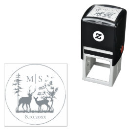 Aquarel Bergbos Landelijke Bruiloft Zelfinktende Stempel
