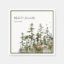 Aquarel Bergbos Rustieke Bruiloft Servet