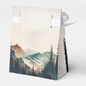 Aquarel Bergen Dennenbos Bruiloft Bedankdoosjes (Achterkant)